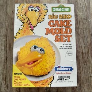 Vintage Sesame Street Big Bird Cake Mold Set Fun For Children Baking New In Box